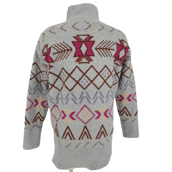 Lou & Grey LOFT Tunic Sweater Gray Fair Isle Long Sleeve Pullover - Picture 5 of 8